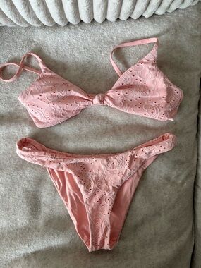 Dippin' Daisy's Pink Eyelet Knot-Front Bikini